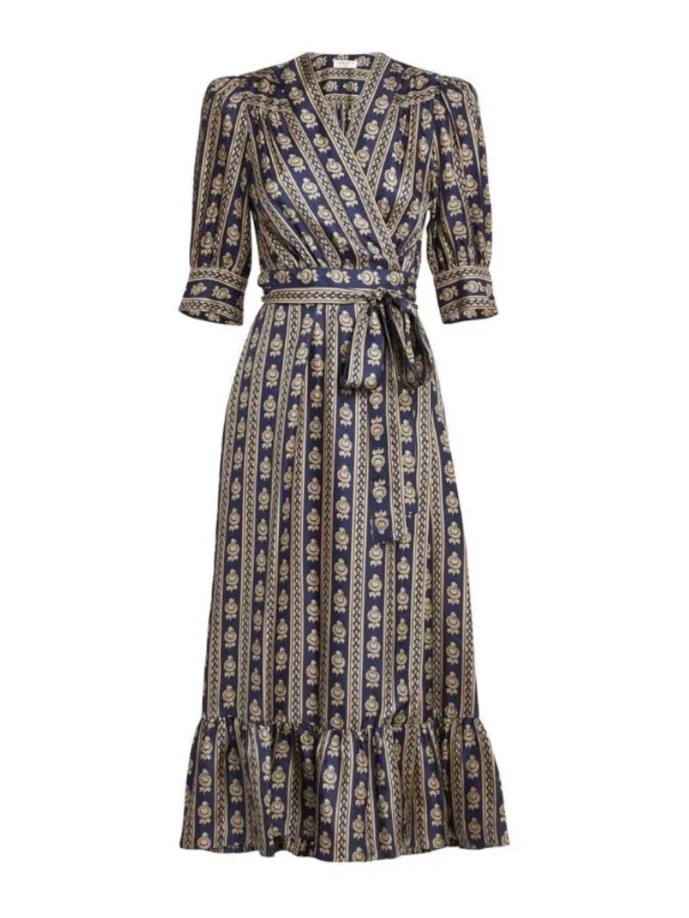 NWT SANDRO Silk blue wrap dress size 12